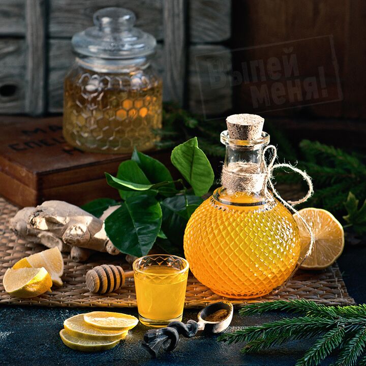 Moonshine colored with orange, ginger and honey will strengthen a man’s potential